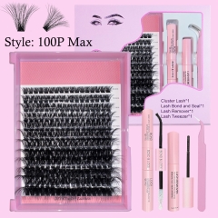 100P MAX DIY Cluster Lashes 3D Curl Lashes (8mm-24mm) Mega Volume