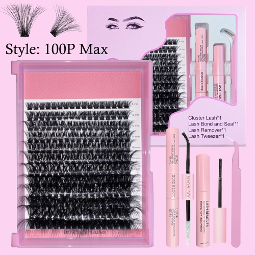 100P MAX DIY Cluster Lashes 3D Curl Lashes (8mm-24mm) Mega Volume
