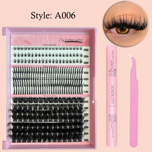 A006 DIY Cluster Lashes 3 styles mixed in 1 box  Mega Cluster  Spike ClusterBottom Cluster