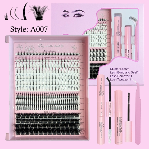 A007 Glitter DIY Cluster Lashes 4 styles mixed in 1 box : Mega /Spike/Glitter/Bottom Clusters