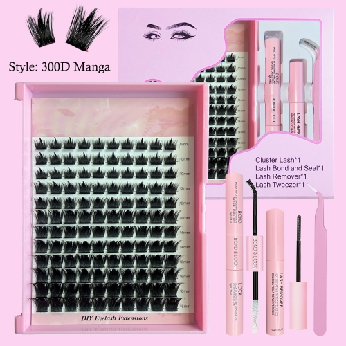 “300D Manga” DIY Cluster Lashes Spike Clusters D Curl 8mm -18mm 120 pcs