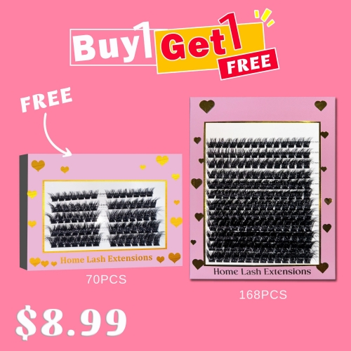 XZY01 DIY Cluster Lashes D curl (10mm-20mm) Home Lash Extension