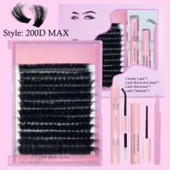 "200D MAX" Cluster Pro Kit 14mm-24mm Super Wispy and Curly Mega Volume