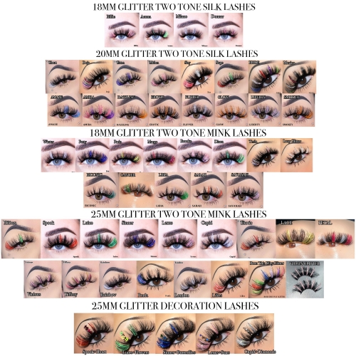 25 pairs customized glitter lashes