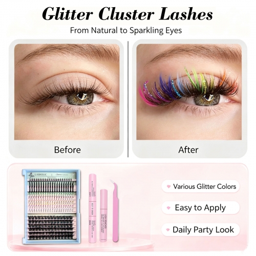 "Glitter Collection" 5 Glitter Colors & Spikes & MEGA Cluster Kit