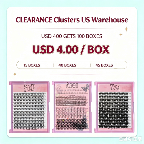 USD400 gets 100 boxes Clusters (USD3.80/box)