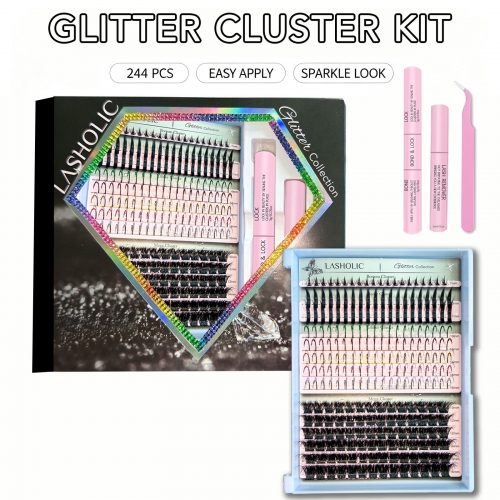 "Glitter Collection" 5 Glitter Colors & Spikes & MEGA Cluster Kit