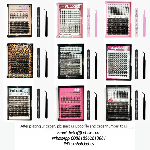 100 Pack DIY Cluster Lash KIT (including :1 DIY Cluster lashes,1 Glue Bond/Seal,1 Tweezer)