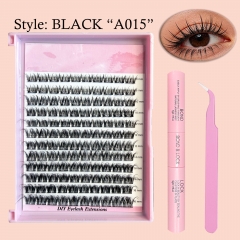 BLACK “A015” Thin Band Wispy Natural Soft Clusters  KIT