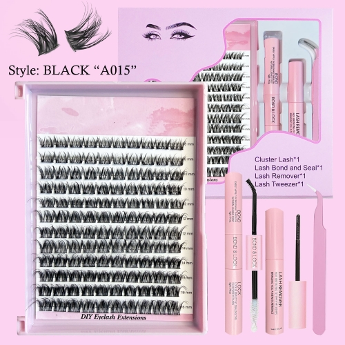 BLACK “A015” Thin Band Wispy Natural Soft Clusters