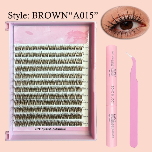 BROWN“A015” Thin Band Wispy Natural Soft Clusters