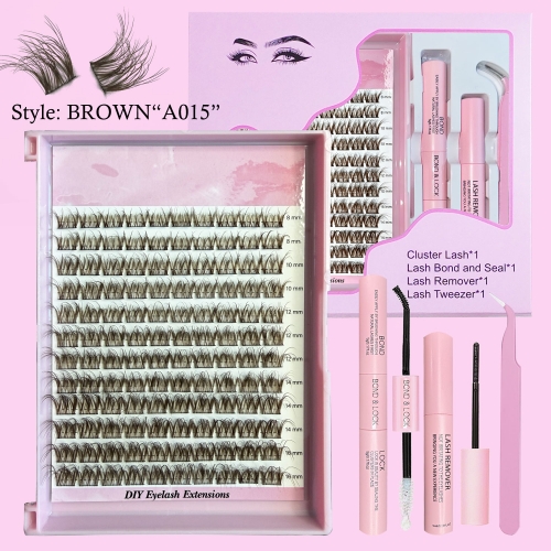 BROWN“A015” Thin Band Wispy Natural Soft Clusters