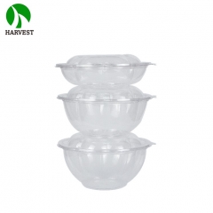 Round flower shaped disposable transparent plastic salad container