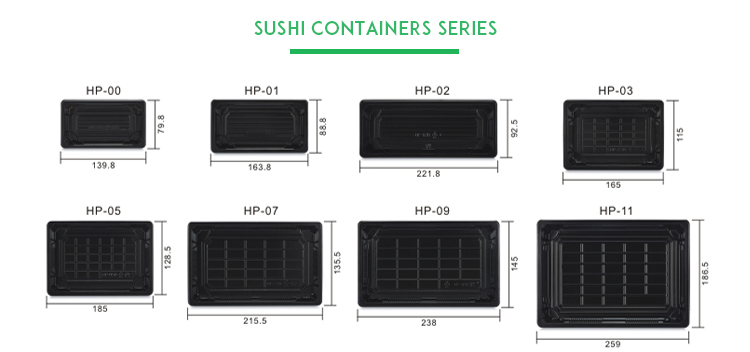 Restaurant Wholesale Disposable Sushi Container w/Lid (6.5x4.5x0.6 in) (500  Sets)