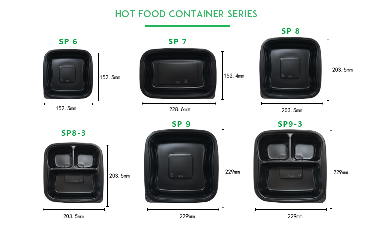 Harvest food packaging - SP 6 6x6 Inch Square Hot Food To Go PP Container