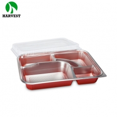 Disposable takeaway clear black plastic compartments food container