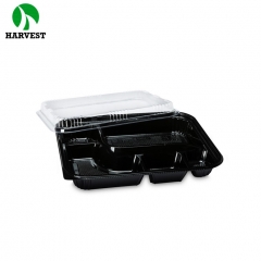 Disposable black plastic 5 compartments ps bento lunch box