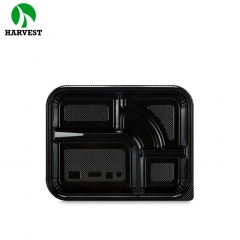 Disposable takeaway clear black plastic compartments food container