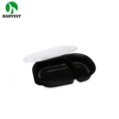 To Go Disposable 2 Compartments Plastic Food Containers For Catering Packaging