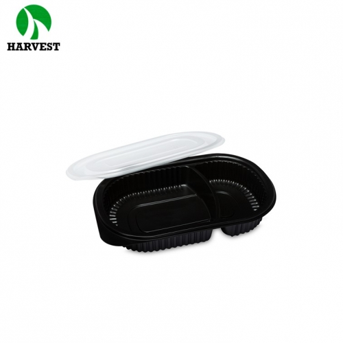 To Go Disposable 2 Compartments Plastic Food Containers For