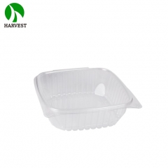 HC-48 48 Oz RPET PET Plastic Disposable Lid-Hinged Clamshell Container