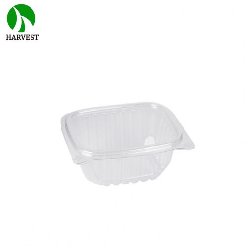HC-16 16 Oz PET Plastic Disposable Lid-Hinged Clamshell Container