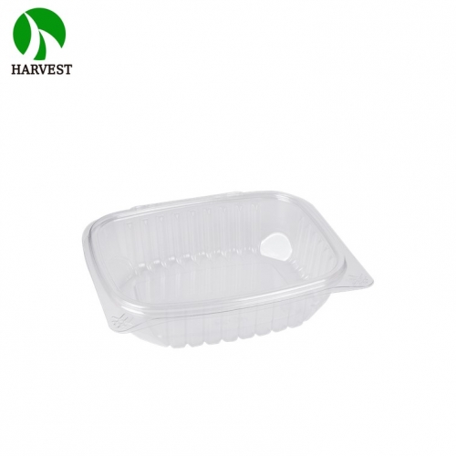 HC-32 32 Oz PET RPET Plastic Disposable Lid-Hinged Clamshell Container