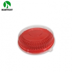 Transparent lid and red base round clear plastic packaging box for cake