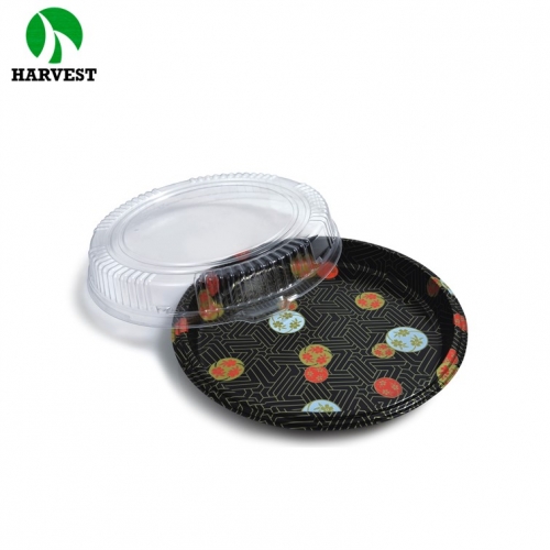 Plastic round box food tray packaging with compartments
