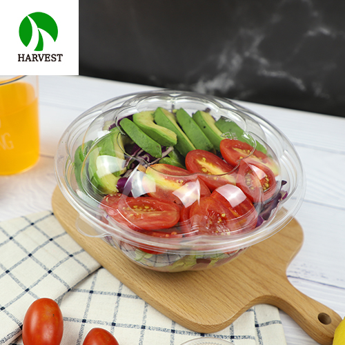 Takeaway disposable plastic clear to go 24oz salad bowl with lid
