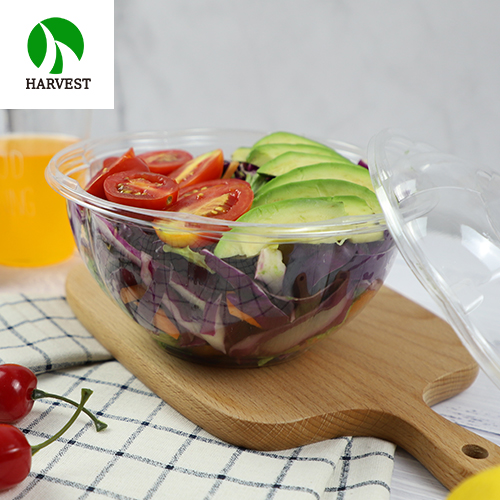 Round flower shaped disposable transparent plastic salad container