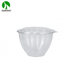 Round flower shaped disposable transparent plastic salad container