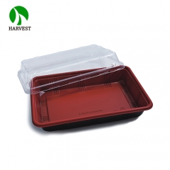 单格餐盒HAM1外黑内红环保PP材质可加热可微波午餐盒