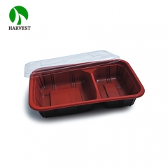 2 Compartments Microwave Plastic Rectangular Food Container Tray Set