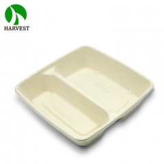 1000Ml 32Oz Square 2 Compartment Disposable Food Container For Restaurant