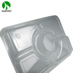 32盎司环保透明PET长方形沙拉盒带分隔盘