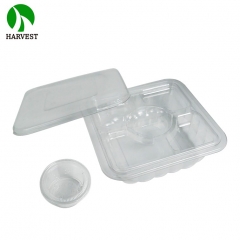 16盎司环保可回收透明PET塑料沙拉盒带内托分隔盘