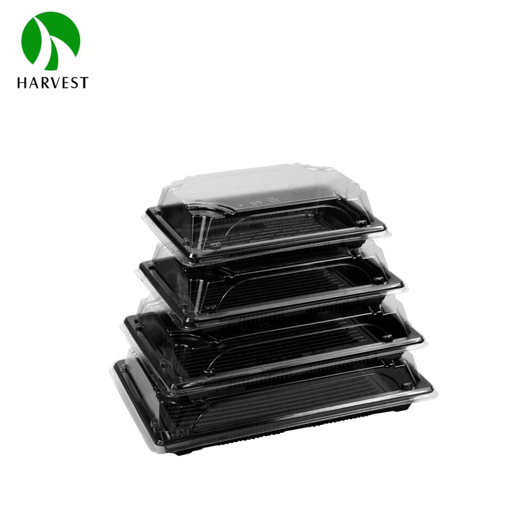 Transparent Cake trays rectangular Disposable Sushi container with lid