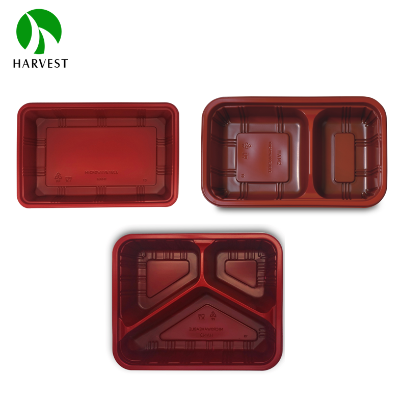 Disposable 3 Compartment Pp Food Storage Container With Lid Plastic