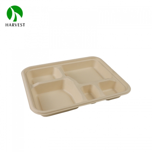 Bio disposable bento box lunch bamboo paper takeaway food container