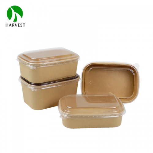 Kraft Cardboard Food Takeaway Boxes - Biodegradable, 1450ml, With Folding Lids (No. 2)
