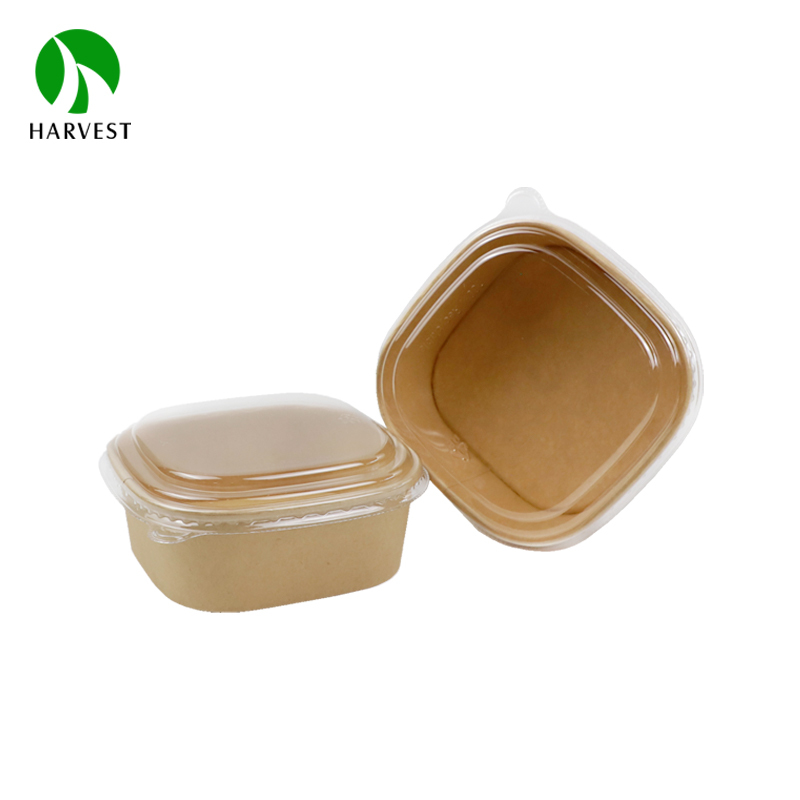Square Kraft Paper Food Bowl with Lid - KS Square Series