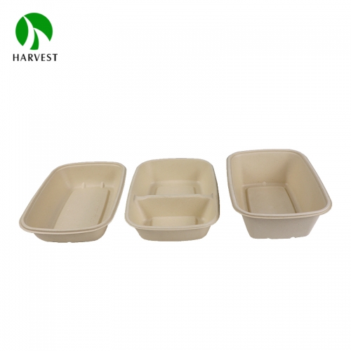 Nontoxic Greaseproof Bagasse 65mm Pulp Food Containers