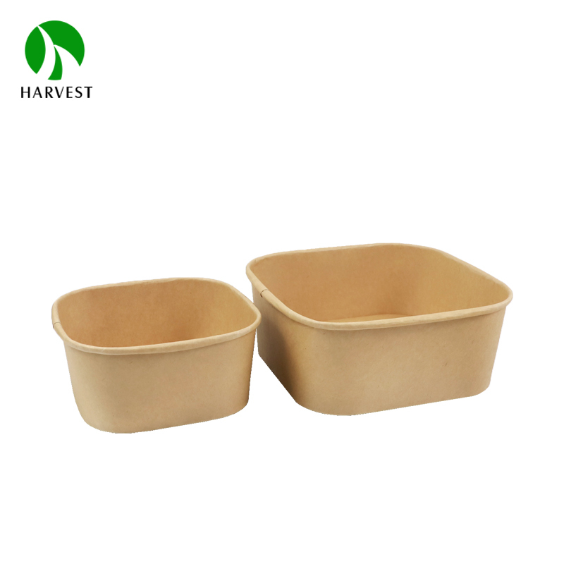 Square Kraft Paper Food Bowl with Lid - KS Square Series