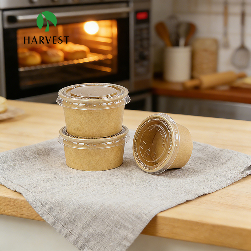 Kraft Paper Sauce Cup With Lids - KR Series