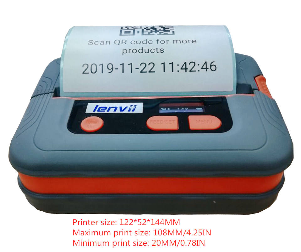 panik Fjern Autonomi 4in/110mm Portable Thermal Barcode Label and Receipt Ticket Printer for IOS  PDA PC Android | LENVII M421