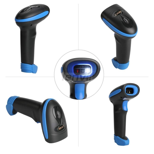 HENEX Handheld HC-3208R Wireless Barcode Scanner Bluetooth 2D Barcode Scanner 3 in 1 Connection USB Wired Rechargeable use (Blue)