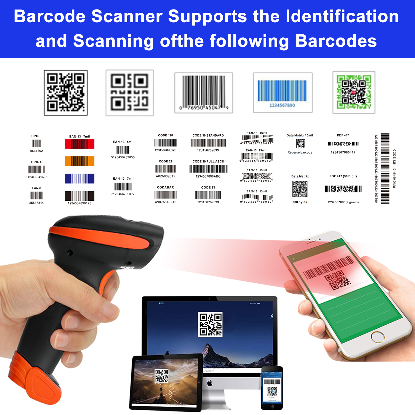 Wireless barcode scanner with distance scanning