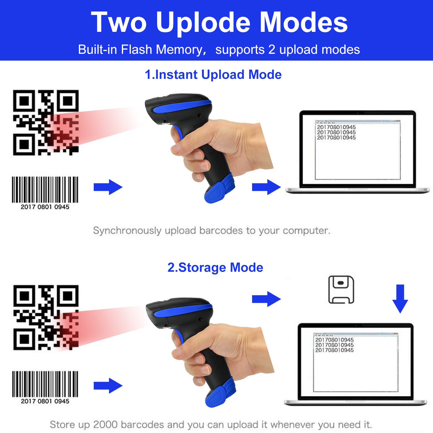 Wireless barcode scanner for retail