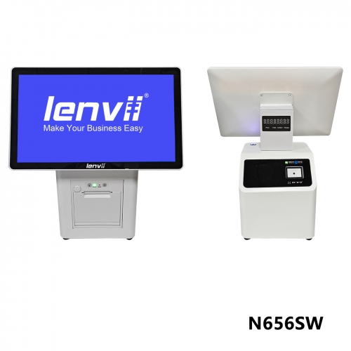 LENVII N656SW POS Terminal, 15.6in+LED Display Widescreen Touch Monitor, Configuration description: I5CPU/8g memory/256G SSD/Bluetooth, White